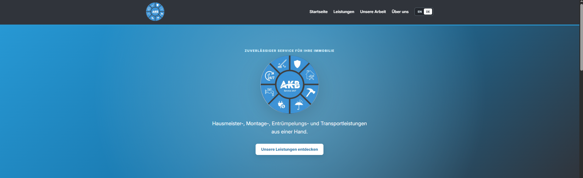 AKB homepage presented in German